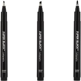 img 4 attached to 🖋️ Creative Mark Calligraphy & Fineliner Pen Set - Super Black, Permanent, Waterproof, Acid-Free Pens & Medium Brush Tip - Lettering & Calligraphy Set of 3