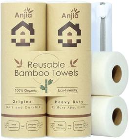 img 4 attached to 🌿 Anjia Reusable Bamboo Towels (2-Roll Set), 70 Sheets + Wash Bag - Versatile as Paper Towels, Microfiber Cleaning Cloth, Swedish Dishcloths, and Cleaning Rags - Eco-Friendly Products