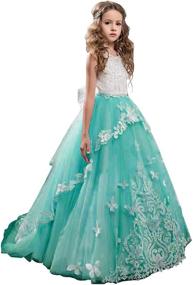 img 4 attached to 🌸 Fancy Flower Dress Applique Pageant Dresses: Stunning Girls' Clothing for Special Occasions