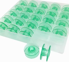 img 3 attached to 🧵 YEQIN Clear Green Plastic Bobbins for Husqvarna Viking & More: Pack of 25 High-Quality Bobbins!