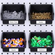 pegboard bins kit for efficient parts storage | large pegboard accessory for organizing hardware, craft room, and tool shed | ideal for small parts, attachments, hobby supplies| includes 4 packs | color: black logo