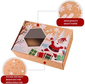 img 1 attached to 🍪 Рождественские коробки для печенья: натуральные картонные пирожные коробки для праздничных подарков - набор из 12 штук с окном - идеально подходит для упаковки печенья, конфет, пончиков и жестяных баночек с крышками.