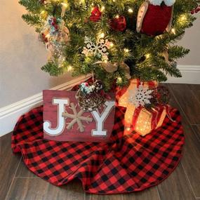 img 1 attached to 🎄 Stunning Christmas Plaid Tree Skirt- Small 36 Inches Red/Black Buffalo Checkered Mat for Xmas Home Holiday New Years- Party Decoration