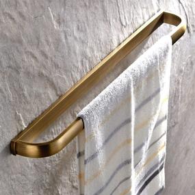 img 3 attached to Leyden Brass Towel Bar - Antique Bathroom 23.6 Inch Bath Towel 🚽 Holder Rack - Wall Mounted Bathroom Accessory Towel Rod Hanger - Retro Design