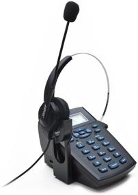 img 1 attached to 📞 AGPTEK Call Center Desk Phone with Noise Cancelling Headset - Corded Monaural Telephone for Counseling Services, Insurance and More, Featuring Tone Dial Key Pad, Redial Function & Phone Book