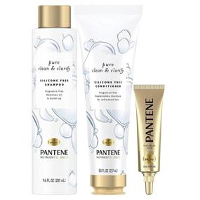 img 4 attached to Pantene Pure Clean & Clarify Shampoo and Conditioner Set + Hair Mask Rescue Shot Treatment - Silicone Free, Nutrient Blends