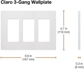 img 1 attached to 🔳 Lutron Claro 3 Gang Decorator Wallplate, CW-3-WH: Sleek and Screwless Design in White