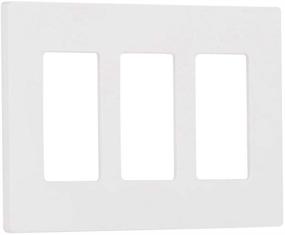 img 3 attached to 🔳 Lutron Claro 3 Gang Decorator Wallplate, CW-3-WH: Sleek and Screwless Design in White