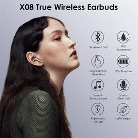 img 1 attached to 🎧 Водонепроницаемые наушники True Wireless, Bluetooth-наушники 5.0 с дисплеем LED, мощным стереозвуком HiFi, сенсорным управлением и глубоким басом, с шумоподавляющим микрофоном для iPhone Android Samsung (Черный)