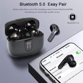 img 3 attached to 🎧 Водонепроницаемые наушники True Wireless, Bluetooth-наушники 5.0 с дисплеем LED, мощным стереозвуком HiFi, сенсорным управлением и глубоким басом, с шумоподавляющим микрофоном для iPhone Android Samsung (Черный)