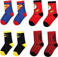🧦 lintat kids socks 4-6 years old, cartoon superman spiderman batman the flash design, children's cotton socks unisex for boys and girls logo