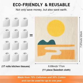 img 3 attached to 🧽 6-Piece Set of Abstract Line Swedish Kitchen Dishcloths with High Absorbency and Quick Drying - Machine Washable Kitchen Towels, Cleaning Cloths for Hand, Counter Wipes