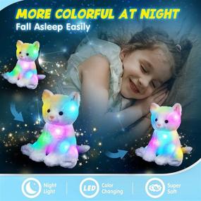 img 1 attached to Houwsbaby Light up Kitty Stuffed Animal Cat: Glow Pillow Night Light Toy for Kids, Toddler Girls - White, 11.5''
