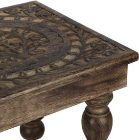 img 1 attached to 🪑 SAVON Small Wooden Step Stool: Multi-functional Footstool, Table, and Footrest in Floral Tree of Life Design