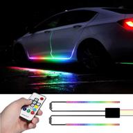 🚗 2-pack 59-inch car running board lights with multicolor led strip lights, amber side marker turn signal lights ambient exterior lighting kits for pickup trucks suv cars with wireless remote control logo