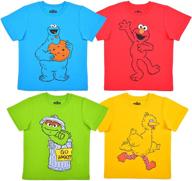 👕 набор из 4 футболок sesame street для мальчиков с изображением эльмо, печеньки монстра, оскара и большой птицы логотип