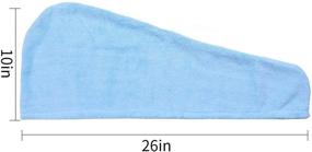 img 2 attached to 🏻 3 Pack of 10" X 26" Microfiber Hair Towel Wraps for Women - Super Absorbent, Quick Drying Turbans for Ladies - Quick Drying Hair Cap, Shower Cap