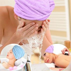 img 1 attached to 🏻 3 Pack of 10" X 26" Microfiber Hair Towel Wraps for Women - Super Absorbent, Quick Drying Turbans for Ladies - Quick Drying Hair Cap, Shower Cap