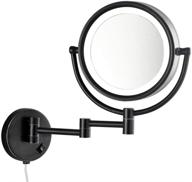 gecious wall mounted makeup mirror with led light: enhanced 10x magnification, 13-inch extension, ⭐️ plug-powered, ideal for bathroom and hotel vanity areas - 8.5 inch, brass oil rubbed bronze finish логотип