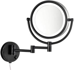 img 4 attached to Gecious Wall Mounted Makeup Mirror with LED Light: Enhanced 10x Magnification, 13-Inch Extension, ⭐️ Plug-Powered, Ideal for Bathroom and Hotel Vanity Areas - 8.5 Inch, Brass Oil Rubbed Bronze Finish
