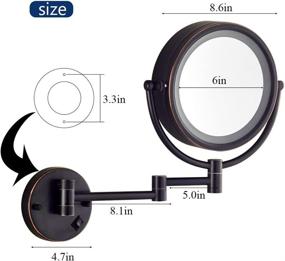 img 2 attached to Gecious Wall Mounted Makeup Mirror with LED Light: Enhanced 10x Magnification, 13-Inch Extension, ⭐️ Plug-Powered, Ideal for Bathroom and Hotel Vanity Areas - 8.5 Inch, Brass Oil Rubbed Bronze Finish