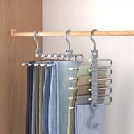 maximize closet space with 5-layered pants hangers: 2 pack grey rack for organizing pants, scarves, ties, jeans, and trousers логотип