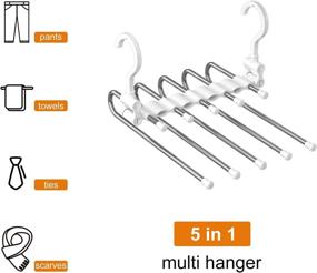 img 2 attached to Maximize Closet Space with 5-Layered Pants Hangers: 2 Pack Grey Rack for Organizing Pants, Scarves, Ties, Jeans, and Trousers