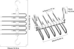 img 1 attached to Maximize Closet Space with 5-Layered Pants Hangers: 2 Pack Grey Rack for Organizing Pants, Scarves, Ties, Jeans, and Trousers