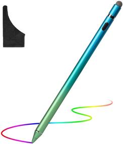 img 4 attached to 🖊️ OOCLCURFUL Stylus Pen for Touch Screens - Active Digital Pen with Rechargeable 1.5mm Fine Tip - Smart Pencil Compatible with iPad, iPhone, and Most Tablets - Includes Glove (Blue + Light Green)