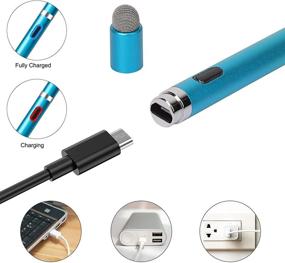img 2 attached to 🖊️ OOCLCURFUL Stylus Pen for Touch Screens - Active Digital Pen with Rechargeable 1.5mm Fine Tip - Smart Pencil Compatible with iPad, iPhone, and Most Tablets - Includes Glove (Blue + Light Green)