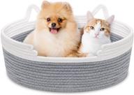 🐱 zannaki small cute cat bed - soft cushion, cotton rope woven basket nest with pillow mat for kitty small dog puppy - scratch-free, machine washable, foldable small pet animal bed logo