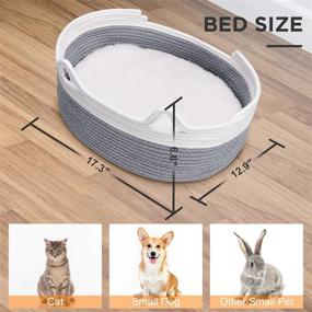 img 1 attached to 🐱 Zannaki Small Cute Cat Bed - Soft Cushion, Cotton Rope Woven Basket Nest with Pillow Mat for Kitty Small Dog Puppy - Scratch-Free, Machine Washable, Foldable Small Pet Animal Bed