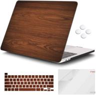 👨 icasso macbook pro 13 inch case 2020 release a2338m1/a2251/a2289 with keyboard cover & screen protector - brown woodgrain compatible with newest macbook pro 13'' with touch bar logo