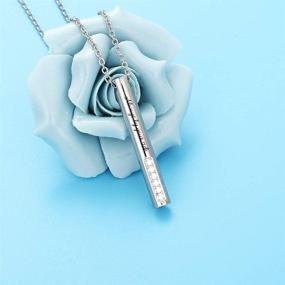 img 1 attached to ⚱️ Elegant BLESSILY Urns for Human Ashes: Necklace Pillar Bar Cremation Jewelry with Zircon Crystal - Perfect for Women, Men, Cats, and Dogs