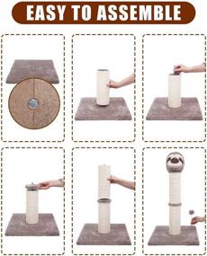 img 2 attached to 🐱 Poils bebe Cat Scratching Post - 30.3’’ Tall Alpaca Scratcher Cat Furniture with Spring Ball for Indoor Cats and Kittens - Handmade Cat Tower Wrapped in Natural Sisal Ropes