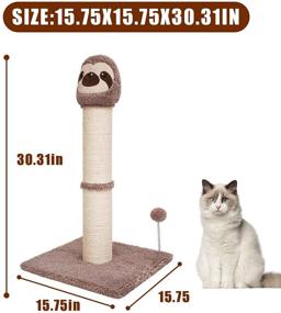 img 3 attached to 🐱 Poils bebe Cat Scratching Post - 30.3’’ Tall Alpaca Scratcher Cat Furniture with Spring Ball for Indoor Cats and Kittens - Handmade Cat Tower Wrapped in Natural Sisal Ropes