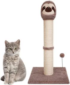 img 4 attached to 🐱 Poils bebe Cat Scratching Post - 30.3’’ Tall Alpaca Scratcher Cat Furniture with Spring Ball for Indoor Cats and Kittens - Handmade Cat Tower Wrapped in Natural Sisal Ropes