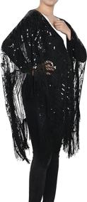 img 1 attached to 💃 Stunning Sequin Fringed Wedding Cape: PrettyGuide Women's 1920s Shawls and Wraps - Evening Dress Essential