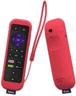 sikai silicone case for roku gaming remote shockproof protective cover for roku 3 (4230 and 4200) roku 2 (4210) rc54r enhanced remote anti-slip washable anti-lost with hand strap (red) logo