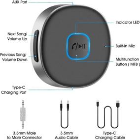 img 3 attached to 🚗 Car Bluetooth Aux Receiver, Portable 3.5mm Bluetooth Car Adapter, Bluetooth 5.0 Wireless Audio Receiver for Car Stereo/Home Stereo/Wired Headphones/Speaker, Long Battery Life of 16 Hours