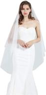 👰 ivory white 2 tier bridal wedding veil with comb - cut edge, knee-length, and chapel length logo
