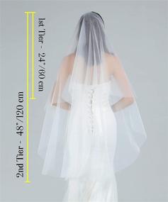img 2 attached to 👰 Ivory White 2 Tier Bridal Wedding Veil with Comb - Cut Edge, Knee-Length, and Chapel Length