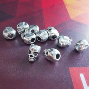img 1 attached to Mengyatege 20 Pieces Antique Silver Punk Large Hole Skull Beads - Unique Jewelry Making Charms and Accessories