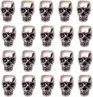 mengyatege 20 pieces antique silver punk large hole skull beads - unique jewelry making charms and accessories logo