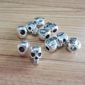 img 2 attached to Mengyatege 20 Pieces Antique Silver Punk Large Hole Skull Beads - Unique Jewelry Making Charms and Accessories