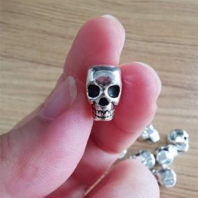img 3 attached to Mengyatege 20 Pieces Antique Silver Punk Large Hole Skull Beads - Unique Jewelry Making Charms and Accessories