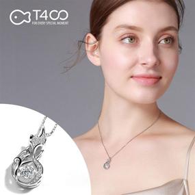 img 3 attached to 💎 Stylish T400 925 Sterling Silver Pendant Necklace with Dancing Diamond Stone – Perfect Birthday Gift for Women and Girls