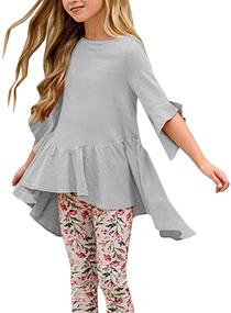 img 2 attached to 👚 Caitefaso Summer Ruffle Blouses: Chic Girls' Clothing in Tops, Tees & Blouses