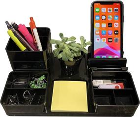 img 3 attached to 🖥️ All-in-One Desk Organizer & Docking Station: Black, Adjustable Compartments & 3 USB Ports for Home, Office, Student - Ideal Gift