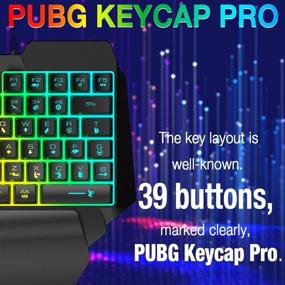 img 3 attached to 🎮 Игровая клавиатура и мышь комбо для одной руки - 39 клавиш версии PUBG Keycap с проводной механической оптикой и радужной подсветкой - Включает подставку под запястье и проводную игровую мышь для обогащенного игрового опыта.